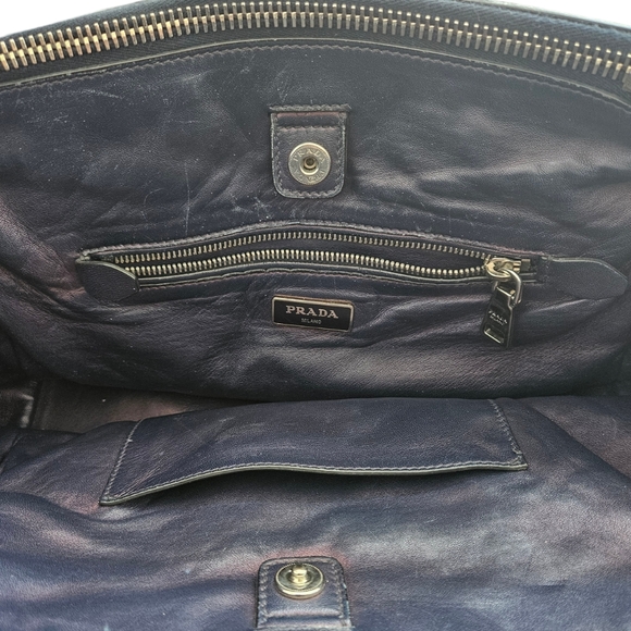Prada Suede Scamosciato Twin Pocket Tote Bag (Navy/Midnight Blue) - Picture 5 of 10